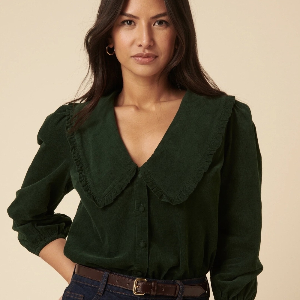 NWT Khaki Long Sleeve Emmie Cord Blouse - US Size 18